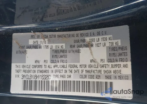 2017 Toyota Yaris Ia from USA, damaged, VIN 3MYDLBYV6HY163260